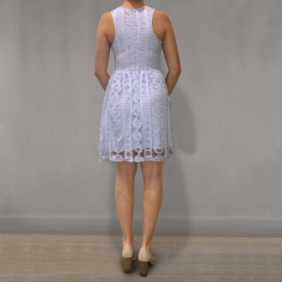 Altar'd State Dusty Blue Lace Fit and Flare Dress - Picture 3 of 6